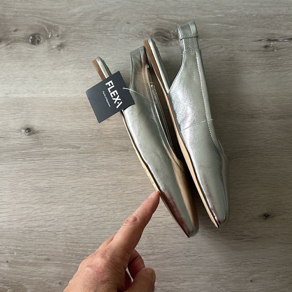Franco Sarto Flexa Antona Flat Slingbacks Silver 7.5 NWT IN BOX - Picture 8 of 10